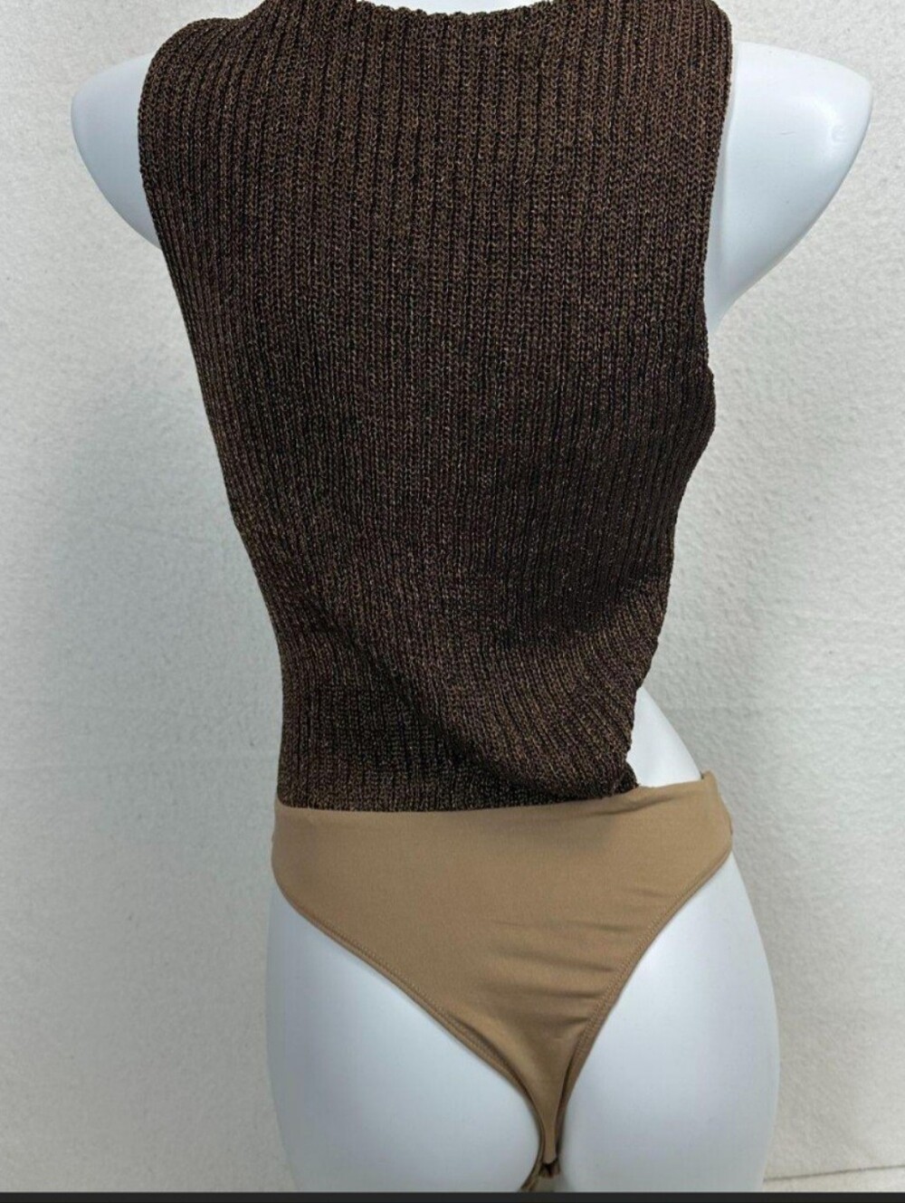 NWT JLUXLABEL Luminous Sleeveless Bronze Sweater Bodysuit W/ Cutout- Retail $105 - Picture 3 of 3